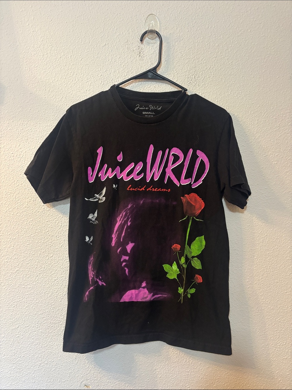 Juice WRLD Lucid Dreams Graphic Tee - Black with Pink & Red Print